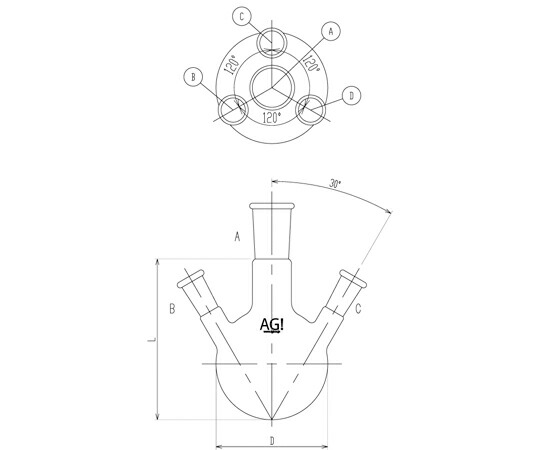 旭製造所 四ツ口瓶 30L 55/50・45/50 1個 3112-30-10L8L