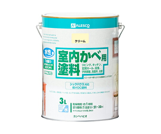 カンペハピオ（KANSAI） 室内かべ用塗料　クリーム　3L 1個 317654041030