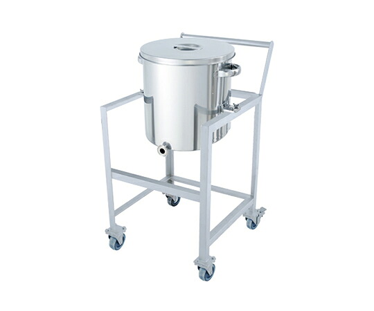 日東金属工業 ステンレス片テーパー型汎用容器　200L　架台付（取っ手・蓋置付） 1個 KTT-ST-ASCC-565H
