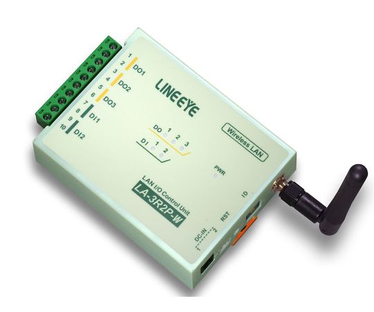 ラインアイ 無線LAN接続型デジタルIOユニット　リレー接点3出力/フォトカプラ絶縁2入力 1式 LA-3R2P-W2
