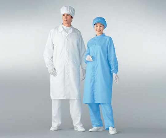 【おまとめお得な２個セット】アズワン 無塵衣AS207C（男女兼用コート）　ブルー　S AS207C S 1着