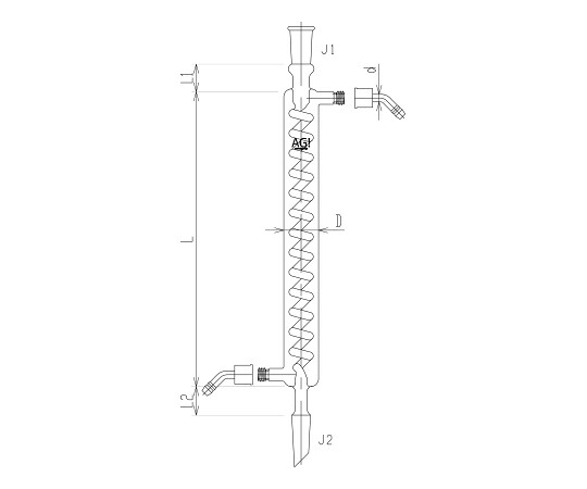 旭製作所 蛇管 冷却器(グラハム) ウォーターコネクター仕様 1個 3428-200W-1L