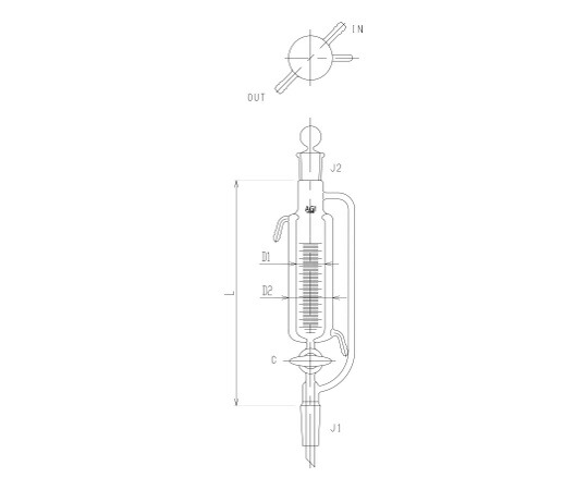 旭製作所 二重管式平衡形滴下ロート ガラスコック 200mL 1個 3744-200J-3L