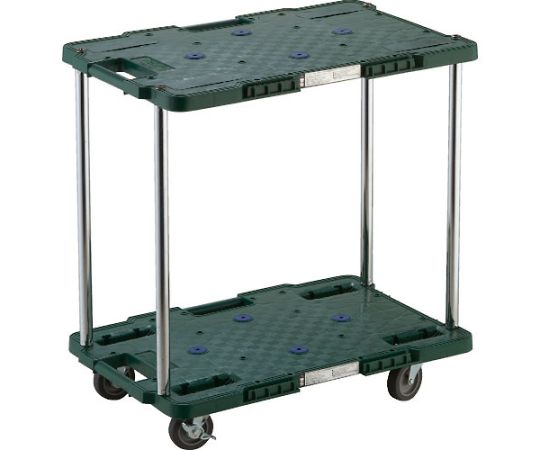 トラスコ中山 ルートバン 2段式 400X600 4輪自在ストッパー付 緑 1台 MPB-602JS-GN