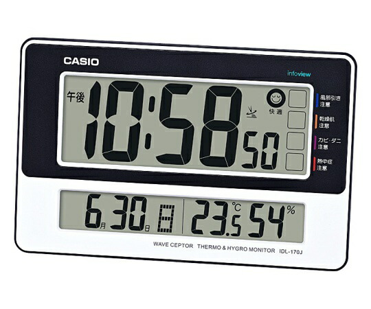カシオ 生活環境お知らせクロック (ホワイト) IDL-170J-7JF 1個