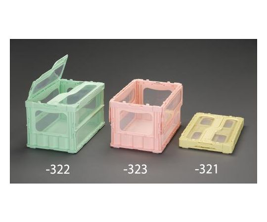 エスコ 折畳コンテナ　（緑/蓋付）　530×366×336mm/51.3L EA506AA-322 1個 4,862円
