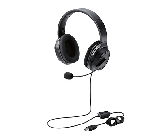 エレコム オーバーヘッドタイプヘッドセット　両耳　USB　40mmドライバ　ブラック 1個 HS-HP30UBK｜Shop de clinic店