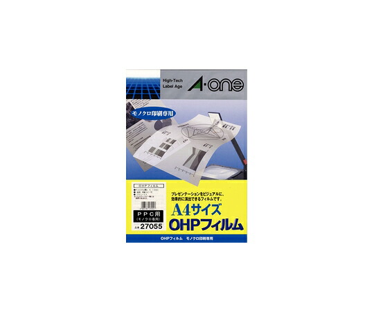 エーワン（A-ONE） OHP写真フィルム PPC（転写物）用 A4判 ノーカット 1容器に並べる(100居敷き入) 27055