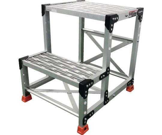 店内全品ポイント5倍★要エントリー★トラスコ中山 作業用踏台　アルミ製・グレーチング仕様　SUS金具　2段　高さ0.6m　天板500&times;400 1台 TSFGR-256｜Shop de clinic店