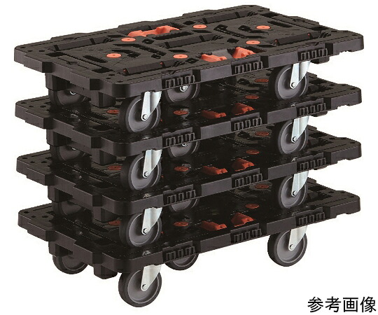 トラスコ中山 連結式樹脂製平台車　ビートル　700X450　自在5輪　とめたろう付　まとめ買い4台 1セット(4台入) BT700J5-E100T-M4