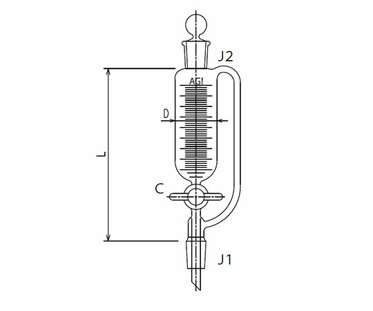 旭製作所 セミ・ミクロ　平衡形滴下ロート　ＰＴＦＥコック　１５mL 1個 3746-15-1M