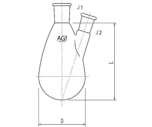 旭製作所 セミ・ミクロ二ツ口ナスフラスコ 25mL 19/22・15/20 1個 3210-025-3M1M