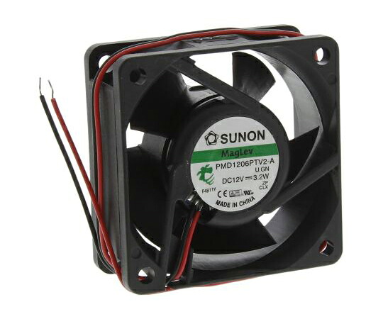 Sunon 軸流ファン 電源電圧：12 V dc 60 x 60 x 25mm DC （PMDシリーズ） 1個 PMD1206PTV2-A.U.GN