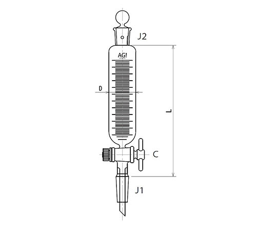 旭製作所 円筒形摺付滴下ロート　ＰＴＦＥコック　２００mL 1個 3738-200-3L