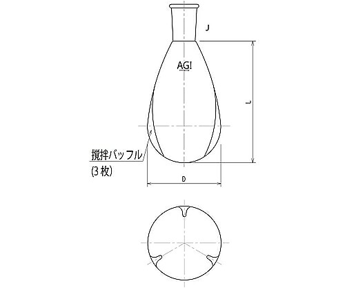 旭製造所 粉体攪拌用ロータリーナスフラスコ 2000mL 29/42 1個 3216-2V-5L