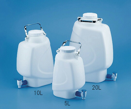TARSONS 角型大型瓶 ストップコック付 HDPE製 20L 1個 683243