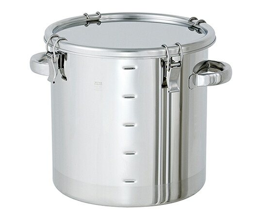 日東金属製作 ステンレス鋼密閉入れもの 目盛付（ゼムクリップ式/PTFE） 7L 1個 CTH-M-PTFE-21 容器・試験管-研究・実験用品