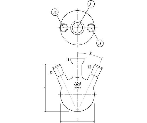 旭製造所 三ツ口澄ます瓶 500mL 35/25・15/35 1個 3190-500-H2L