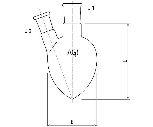 旭製作所 セミ・ミクロ二ツ口梨フラスコ 100mL 19/22・15/20 1個 3232-100-3M1M
