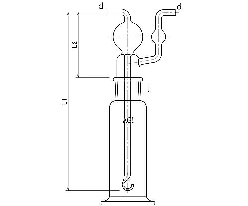 旭製作所 ドレッセル式ガス洗浄瓶 500mL 1個 4108-500