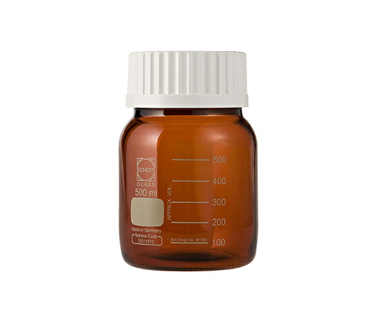 DWK Life Sciences ねじ口びん 広口 茶褐色 白旗がしら付 500mL 1箱(10個入) 017250-3500A