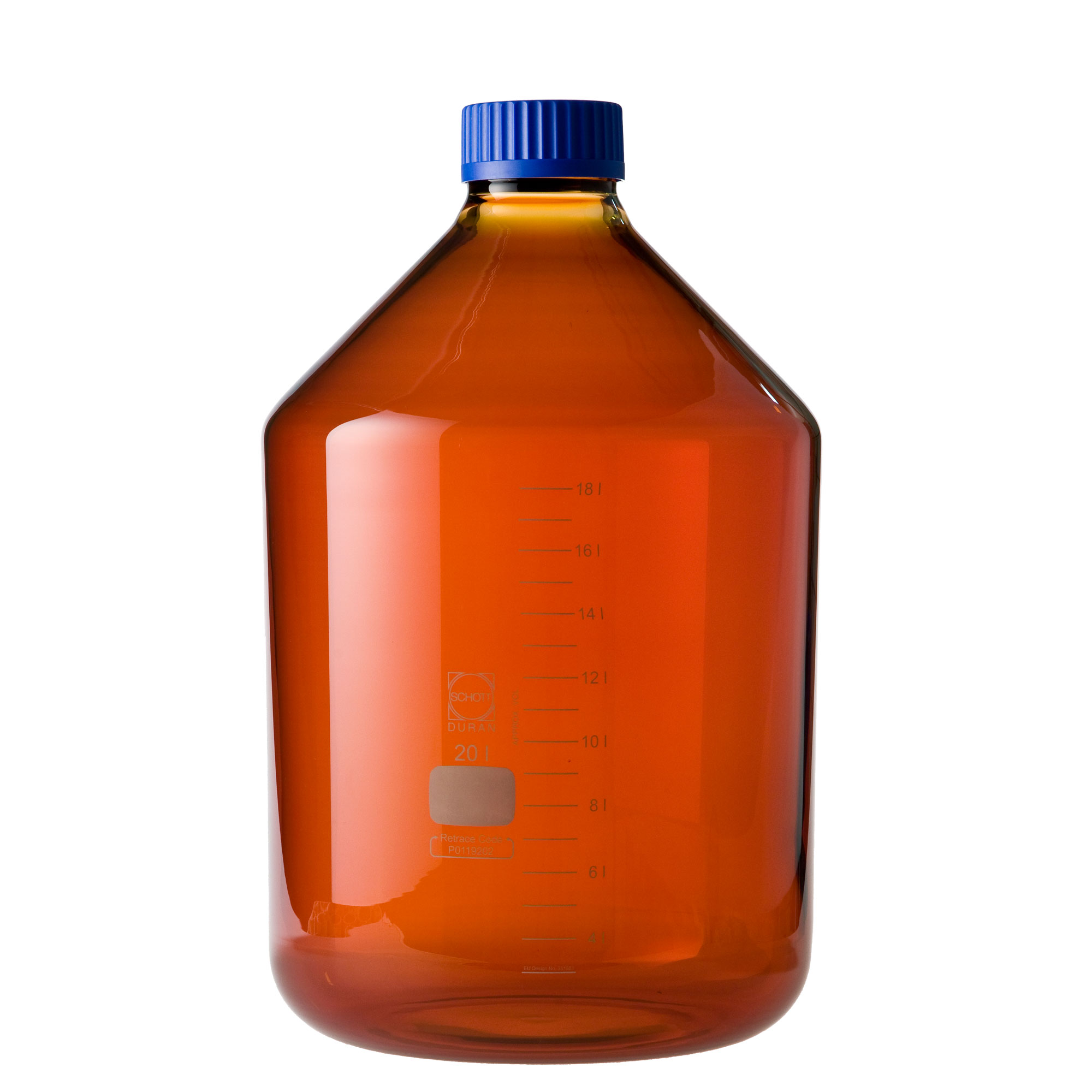 DWK Life Sciences ねじ口びん 広口 茶褐色 青旗がしら付 20L 1個 017250-120000