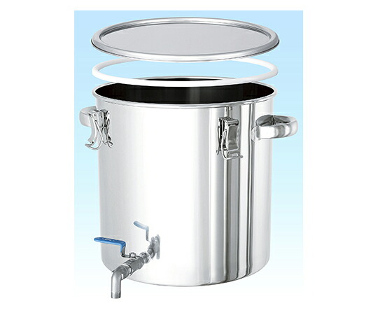 日東金属実業 PTFEパッキン・ボールバルブ付ステンレス鋼密閉入れもの 36L 1個 CTHV-PTFE-36