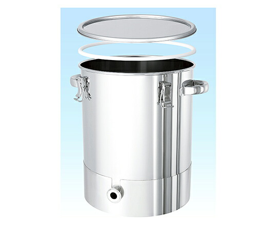 日東金属工業 PTFEパッキン付底部勾配型ステンレス密閉容器 100L 1個 KTT-CTH-PTFE-47H