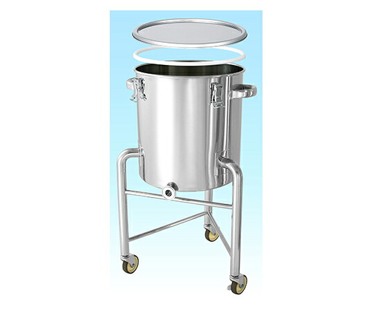 日東金属工業 PTFEパッキン付片テーパー型密閉容器 脚付 65L 1個 KTT-CTH-L-PTFE-43
