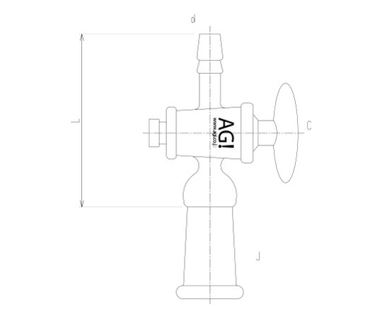 旭製作所 コック付排気管直管 メス ガラスコック 1個 2416-3L