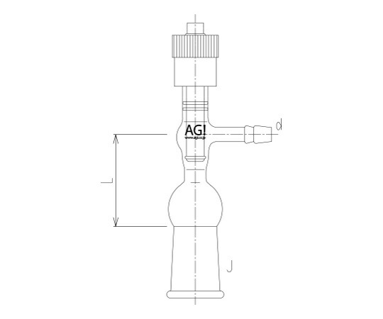 旭製作所 高真空グリースレスバルブ付排気管 メス 芯棒材質:PTFE 1個 2492-2L 14,980円