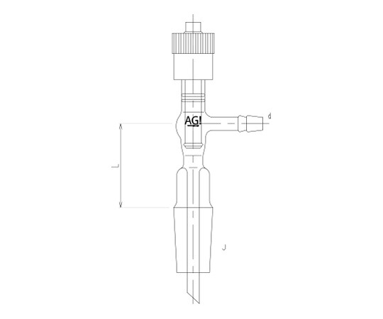 旭製作所 高真空グリースレスバルブ付滴下管 芯棒材質:PTFE 1個 2494-2L