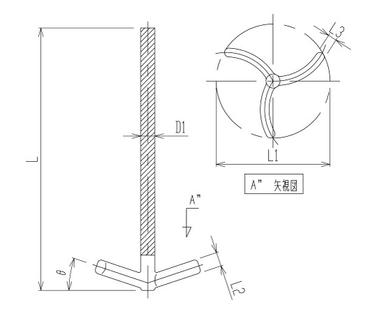 旭製造所 三枚引き下がる翼型揺りうごかす棒 立て坑部摺無 1個 3364-12N/120