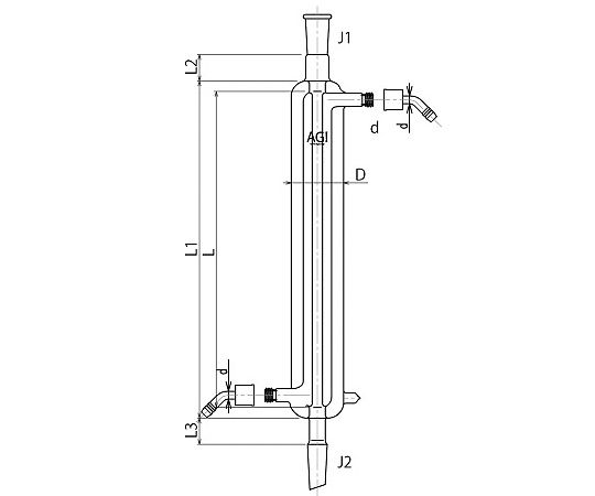 旭製作所 三重管リービッヒ 冷却器 ウォーターコネクター仕様 1個 3401-300W-4L