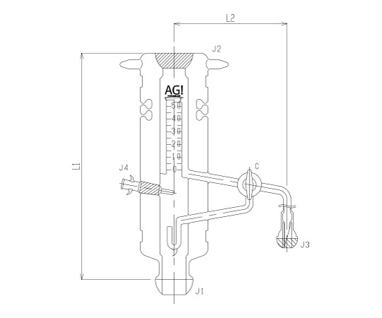 旭製作所 蒸発量測定装置 ガラスコック 1個 3588-JE-R