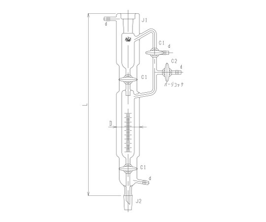 旭製作所 フルジャケット付分留受器 ガラスコック 1個 3608-50-3L