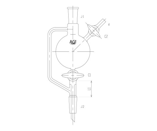 旭製作所 溶媒受器 ガラスコック 1個 3686-300-3L4L