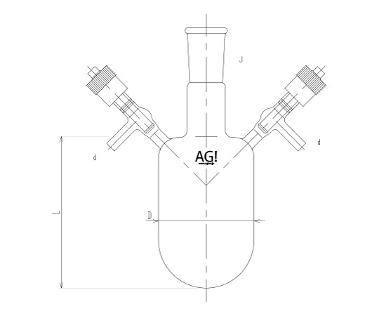 旭製作所 高真空グリースレスバルブ付溶媒受器芯棒材質:PTFE 1個 3692-500V-4L
