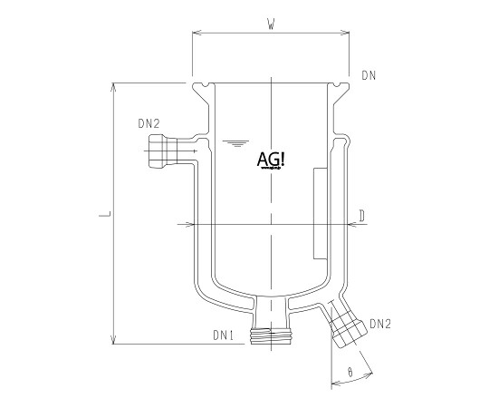 旭製作所 二重管式反応容器 撹拌バッフル付 1個 3956-3000-M-A
