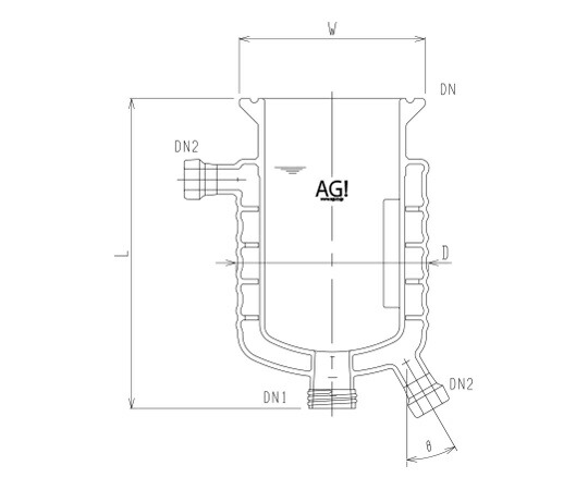 旭製作所 媒体バッフル付二重管式反応容器 撹拌バッフル付 1個 3958-2000-M-A