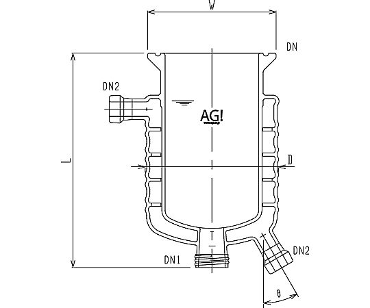 旭製作所 媒体バッフル付二重管式反応容器 1個 3958-3000-M