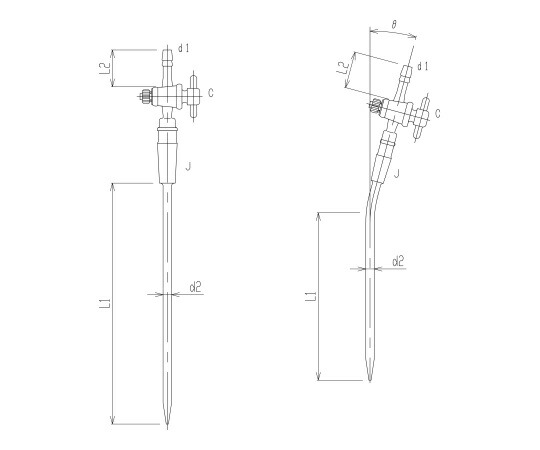 旭製作所 反応容器用PTFEコック付キャピラリー管 PTFE コック 1個 3390-3000-4L-9