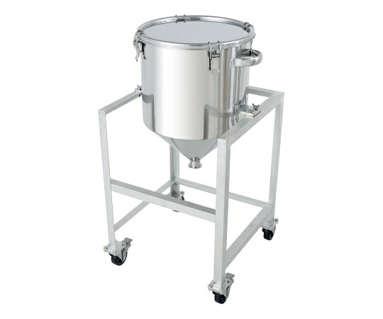 日東金属実業 ホッパー型ステンレス鋼密閉入れもの (ゼムクリップ式) 架台付 200L 1個 HT-CTH-ASC-635