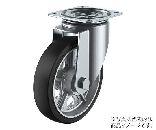 ユーエイ J型キャスター 自在車お皿式 径250粍 天然ゴム拷問台（アルミホイル） 1個 AWJ-250
