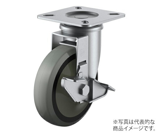 ユーエイ SUS-J-S型キャスター 自在車一皿式（ストッパー付） 径200粍 ウレタン拷問台（ナイロン箔） 1個 SUS-GUJ-200S
