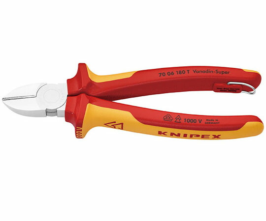 KNIPEX 不成立斜ニッパー 落っこちる押しとどめる（BK） 1本 7006-180TBK