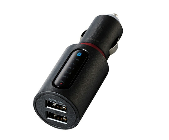 エレコム Bluetooth（R）FMトランスミッター（3.4A/2ポート）　ブラック 1個 LAT-FMBT04BK