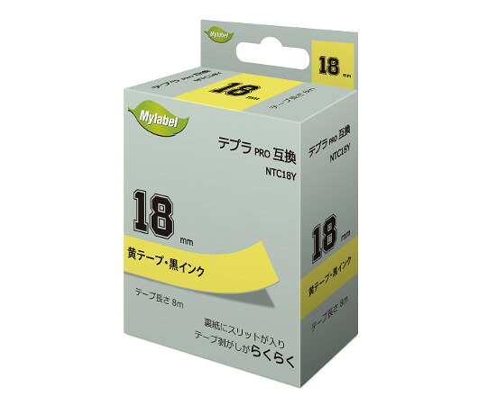 NinestAO テプラ取り替えっこ磁気テープ 黄地下げ札 18粍 黒文字 8m 16個入 1箱(16個入) NTC18Y