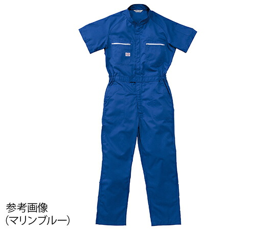 山田辰 半袖つなぎ服 米国海兵隊員青色 BLL 1着 1-6801-MB-BLL