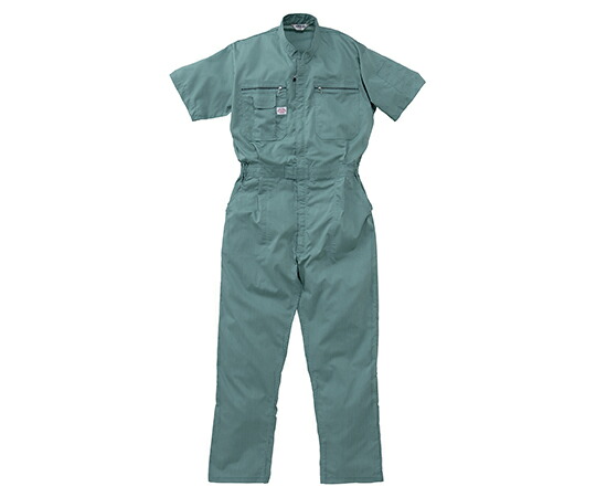 山田辰 半袖つなぎ服 グリーン 5L 1着 1-1201-GR-5L